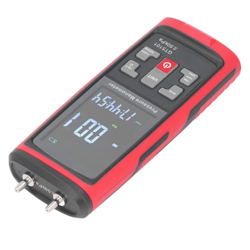 Digital Manometer, Air and Gas Pressure Tester, High Accuracy, LCD Backlight Display, ±50KPa Tester with Storage Function for Chemical Industry Metallurgy