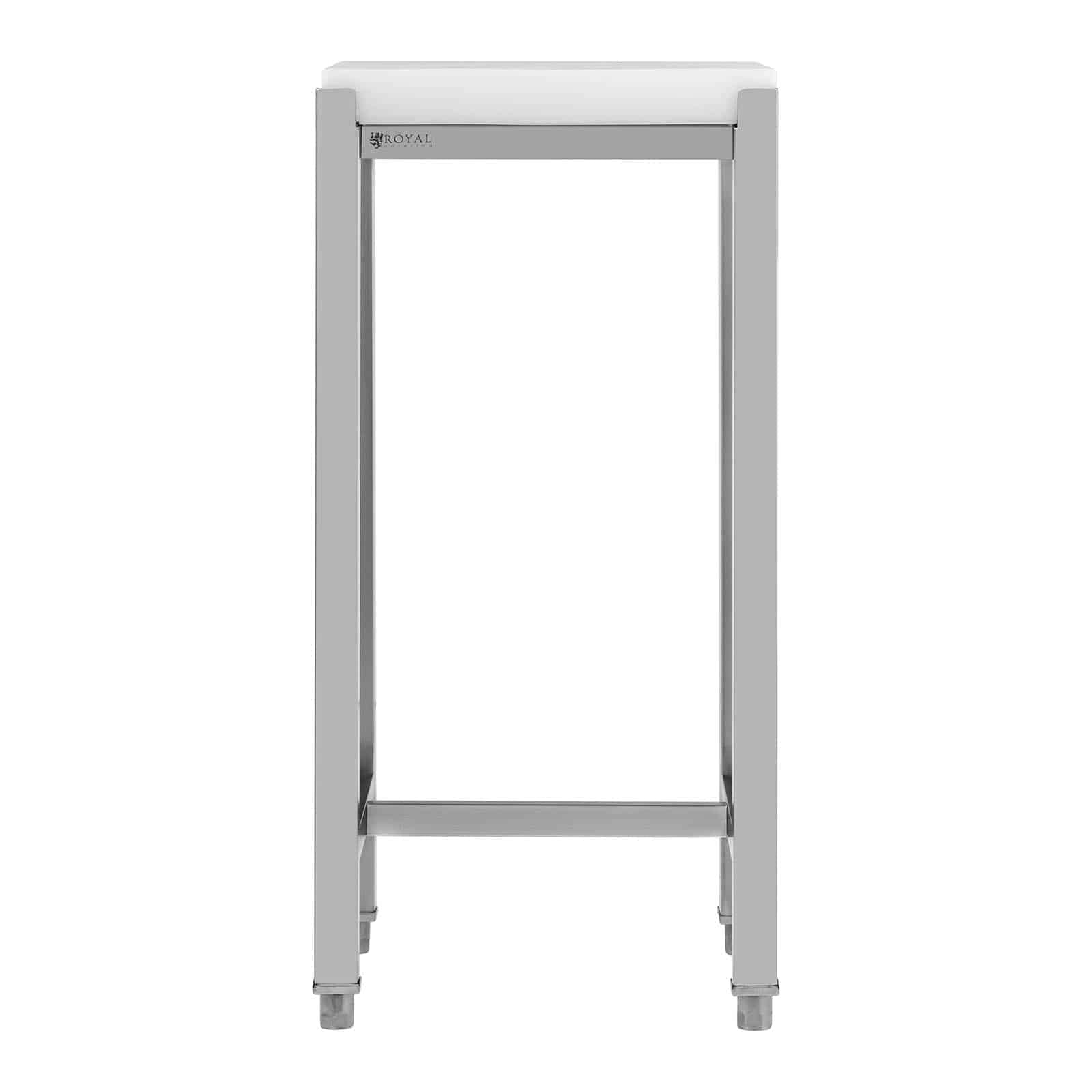 Royal Catering RCBC-02 Petit Billot De Boucherie Bloc De Boucher Professionnel À Poser (40 x 40 x 88 cm, Acier inoxydable/plastique (polyéthylène), Épaisseur de la planche : 5 cm)