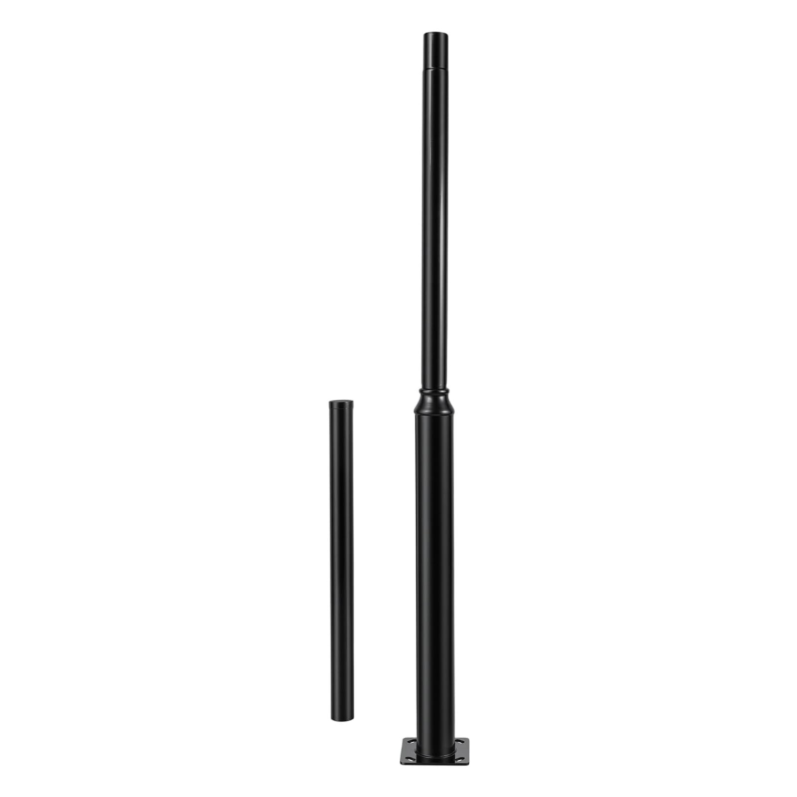 Poste de hierro galvanizado de 3 m de altura para farolas, 100 kg, color negro, para farolas, luces solares, luces de jardín y cámaras de vigilancia