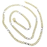 KETTE GOLD GELB WEISS 750 18K 50 CM SCHLANK Ovalschliff 3 MM