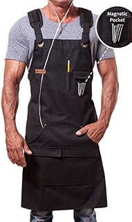 ARAWAK BRAVE Work Apron for Men Women Heavy Duty Waxed Canvas Black Waterproof