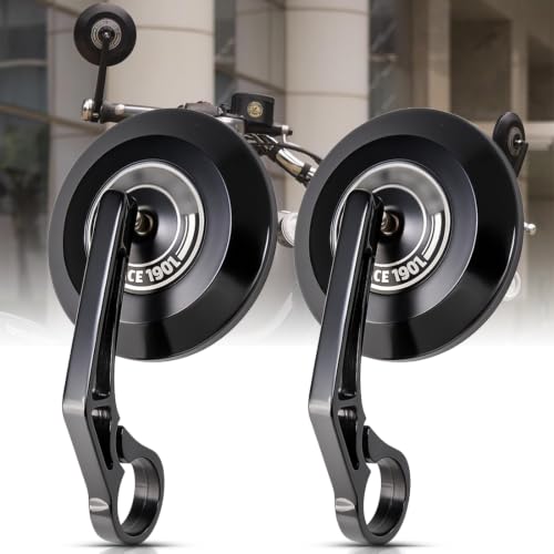 Image of OTOROYS Premium Motorcycle Bar End Mirror, Metal Handle ABS Frame Round Convex Black for Classic 350 | Bullet 350 | Hunter 350 | Meteor 350 | Continental GT 650 | Interceptor 650 | Himalayan Set of 2