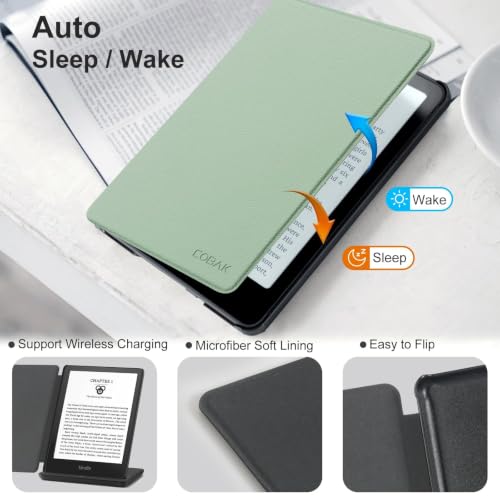 Image of CoBak Magnetic Case for 6 inch Kindle 2024 and 2022 (11 Generation) - Compatible with PopSockets /UGREEN /Anker Magnetic Grip and Stand, Auto Sleep and Wake, Premium Protective Case for Kindle Basic, Sage