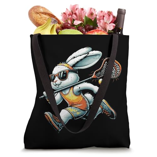 Bolso tote de conejo de Pascua jugador de lacrosse para hombres, niños y adultos miniatura 4
