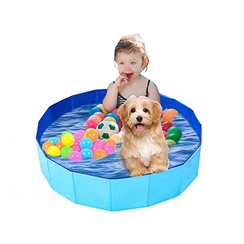 UUEMB Faltbarer Hundepool für Kleine Hunde, 80 x 20cm Hundebadewanne Katzen Swimmingpool Planschbecken für Kinder, Haustier Schwimmbecken rutschfest Sicher Tragbar Kinderpool Blau…