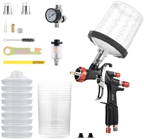 AEROPRO Tools R500 LVLP Air Spray Gun with 22 Ounce Disposable Paint Cups, A610 Paint Guns Automotive, Car Paint Gun Sprayer, Paint Gun for House Painting, Car, Furniture, Varnish and Top Coat