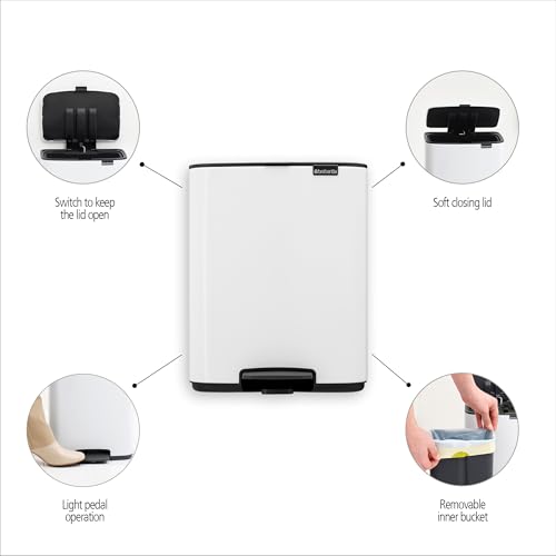 Caneca de Basura Brabantia Bo Small 3.2 Gal Blanco miniatura 3