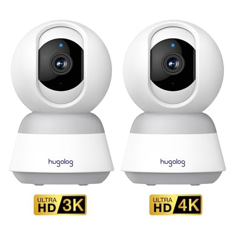 Hugolog 3K & 4K Indoor Pan/Tilt Security Camera with Auto-Focus,Ideal for Baby Monitor/Pet Camera/Home Security,Starlight Color Night Vision,Human/Pet AI,Noise Reduction,US Cloud,Works with Alexa Cover