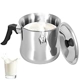 COZHYESS 2L Milchtopf Induktion Milchtopf mit Deckel milchtopf Doppelwandig mit Pfeife Bakelitgriff, Edelstahl Simmertopf Induktion für Gas, Elektro und Induktion