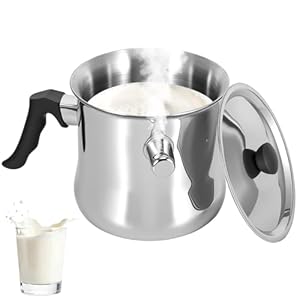 COZHYESS 2L Milchtopf Induktion Milchtopf mit Deckel milchtopf Doppelwandig mit Pfeife Bakelitgriff, Edelstahl Simmertopf Induktion für Gas, Elektro und Induktion