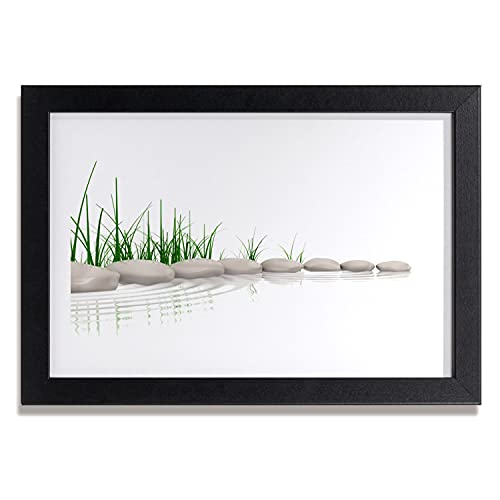 Image murale pour petit espace Tulup affiche encadrée 30x20 cm pierres d'herbe art