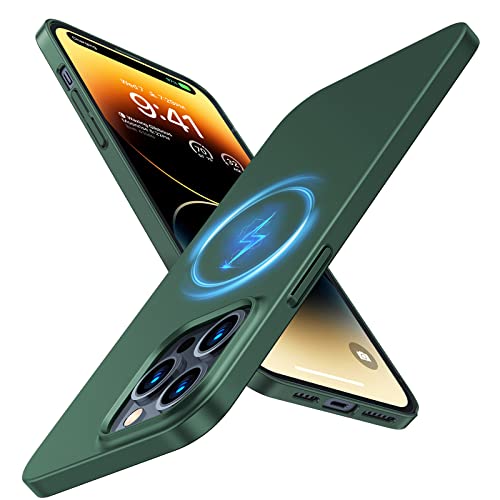 TORRAS Magnetic Slim-Fit for iPhone 14 Pro Max Case, Ultra-Thin 14 Pro Max Case [Compatible with MagSafe], Matte Hard PC Cover Protective Anti-Fingerprint14 Pro Max Phone Case 2022, Green