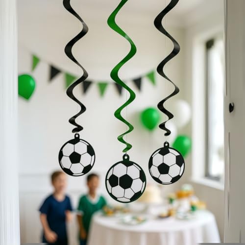 Image of Wanna Party Soccer Swirl Decorations 6ct for Soccer Theme Party Decorations /Football party Supplies /Soccer theme Birthday Party Decorations for boys, Multicolor (702810)