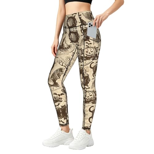Leggings con estampado de sombrero de bruja para mujer y pantalones de entrenamiento