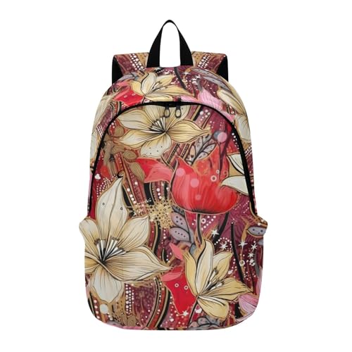 MCHIVER Travel Backpack Pink White Flowers Casual Daypack Backpacks Lightweight Carry on Bag Water Resistant Hiking Backpack for Men and Women