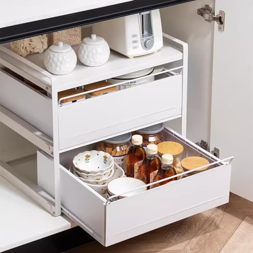 Rangement coulissant pour armoire profonde afin de stopper le désordre en cuisine