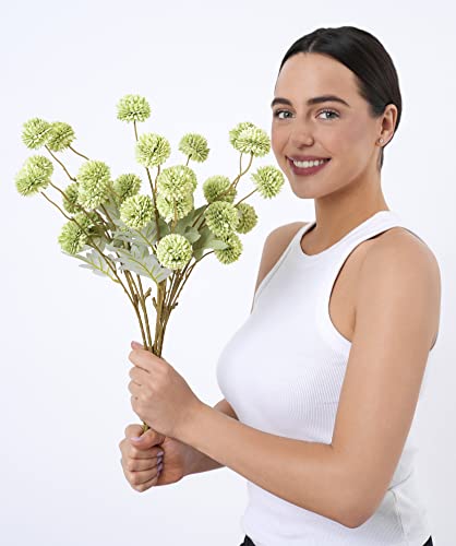 Sorola 6 Chrysanthemum Stems Artificial Flowers Faux Tulips Floral Foam 52cm Large Flower Bouquet Bunches Arrangements for Home Decor (Green) - Image 2