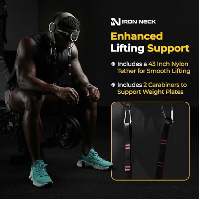 Iron Neck, Versatile Neck Exerciser, Strengthener and Trainer with Adjustable Head and Chin Strap, Portable Head Harness for Weight Lifting, Home and Gym Use