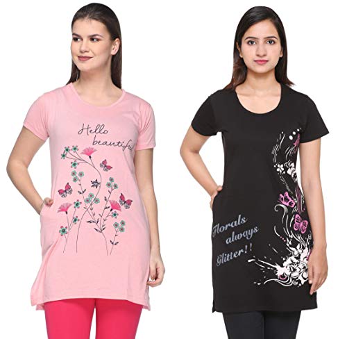 Image of In Love Women's Top (Pack of 2) (2CMTLPA770M1A8 XL Black & Pink X-Large)