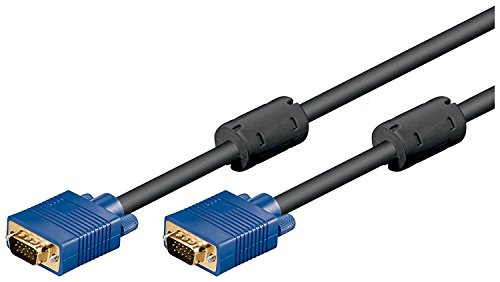Goobay 93370 VGA auf VGA Kabel 5m / Monitorkabel / Full HD SVGA Bildschirmkabel / VGA Stecker 15 polig vergoldet / 2x Ferritkern Monitor Kabel / Blau / 5 Meter