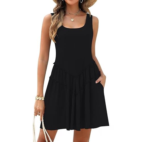 Satohom Abito Estivo Donna Casual Scollo a Rotondo Vestiti Elegante