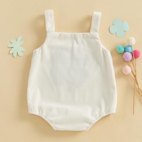 St Patricks Day Baby Boy Girl Outfit Newborn Clover Embroidery Romper Overalls Sleeveless Corduroy Bodysuit Jumpsuit4