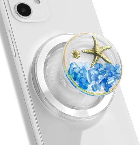 Soporte magnético para teléfono móvil en tu escritorio con diseño oceánico azul y brazo plegable