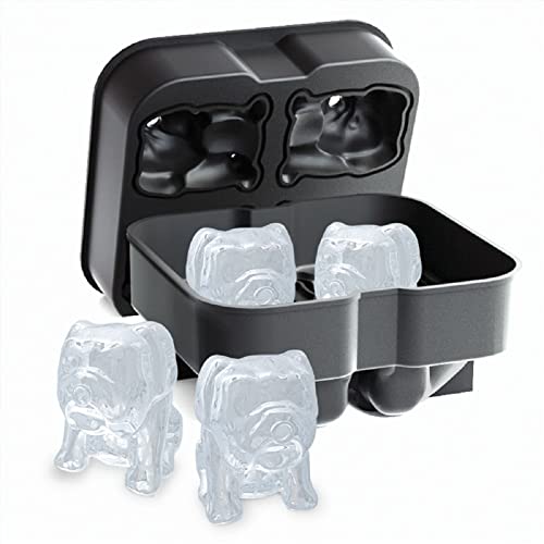 Molde para cubos de hielo con forma de bulldog, silicona miniatura 2