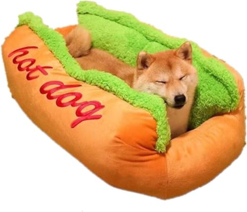 Cutdred ペットベッド ホットドッグ マット クッション 犬用 猫用 ふわふわ あったか 柔らかい もこもこ ふんわり 可愛い ペット用品 室内用 (L)