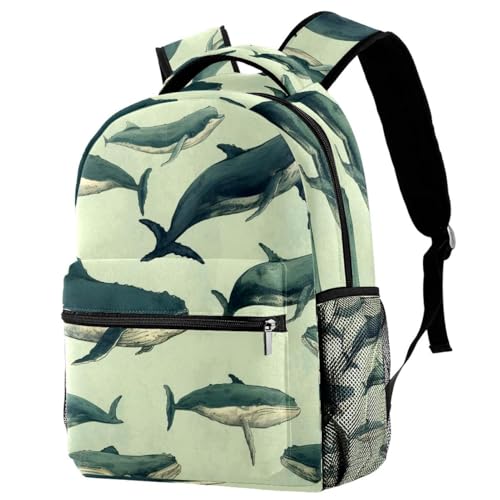 Sac à dos de voyage baleine avec porte-bouteille multicolore, taille unique pour adulte et enfant