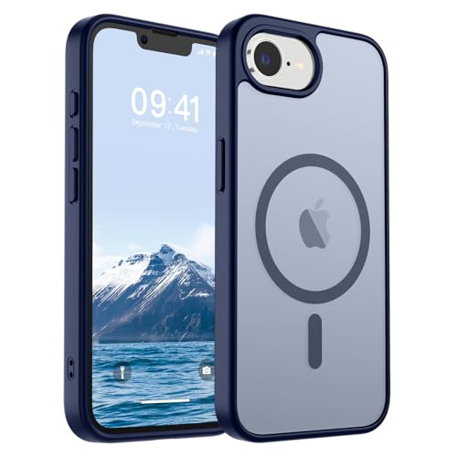 Image of SUPFINE Magnetic for iPhone 17e Case /iPhone 16e Case 2025 (Compatible with MagSafe)(Military Grade Drop Protection) Slim Translucent Matte Shockproof with Anti-Fingerprint Phone Case,Navy Blue