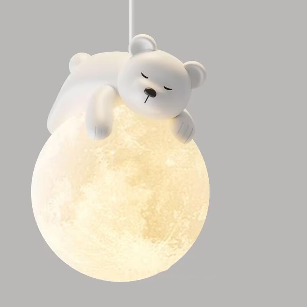 Aplique de pared para el hogar moderno Habitación para niños Impresión 3D Bola de luna Luz de pared para dormitorio Animales de dibujos animados lindos Conejo Oso panda Lámpara de pared para c