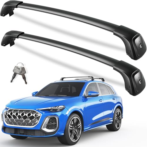 KINGGERI 330lbs Heavy Duty Roof Rack Cross Bars Fit for Audi Q5 2018 2019 2020 2021 2022 2023 2024 2025 2026, Anti-Theft Lockable Aluminum Roof Rails Crossbars Cargo Carrier Bag Black Accessories