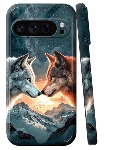 for Google Pixel 10 Pro XL Phone Case 6.8" Slim Hard PC Wireless Charging Shell Girls Women Men Lightweight Shockproof Drop Protective Anti-Scratch Cover for Pixel 10 Pro XL,Galaxy Wolf Mountain