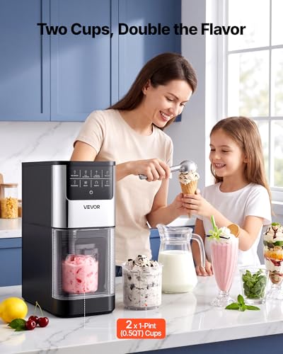 Image of VEVOR Ice Cream Maker, 7-in-1 Frozen Treat Maker for Gelato, Sorbet, Milkshake, Frozen Yogurt & Lite Ice Cream, Homemade Ice-Cream Machine with One-Touch Mix-in + Respin for Smooth, Creamy Texture
