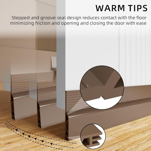 Image of TEKCOOL 39 Inch Silicon Door Bottom Sealing Strip | Self Adhesive Gap Filler Rubber | Bottom Sealing Strip Guard | Protector from Cockroach, Insect, Bugs, Air & Dust | (39 Inch, Coffee)'