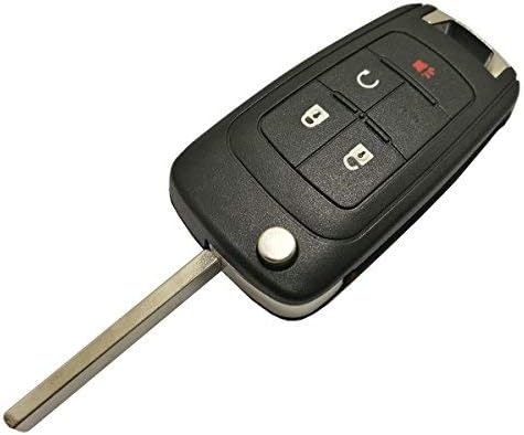 Key Fob Case Shell Fit for Chevrolet Chevy Equinox Sonic GMC Terrain OHT01060512 4 Buttons Replacement Flip Folding Smart Car Key Fob Cover with Uncut Blade Blank (4 Buttons Flip Key Shell)