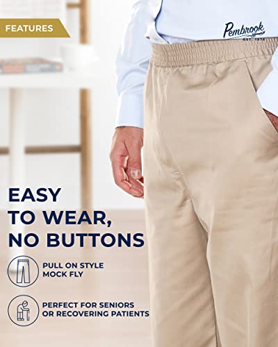 Pembrook Mens Elastic Waist Pants For Seniors - Adaptive Mens Pants For Elderly | Elastic Waist Pants For Men | Senior Elastic Waist Pants Tan #TOP4