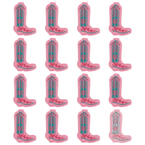 FINGERINSPIRE 16 Pcs Cowgirl Boot Cloth Patch 3.1x1.9inch Computerized Embroidery Boots Patch Iron on Boots Applique Patches Western Long Boot Sewing Appliques for Jeans Coat Bag Hat Shoes Decoration