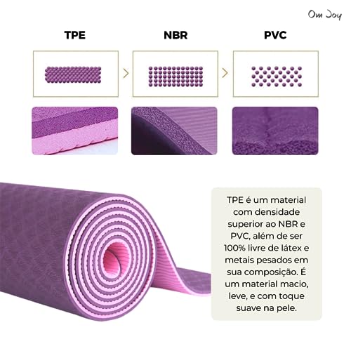 Kit Yoga | Tapete Yoga Mat Pilates Colchonete TPE Ecológico 6mm Confortável + Alça de Transporte Aju