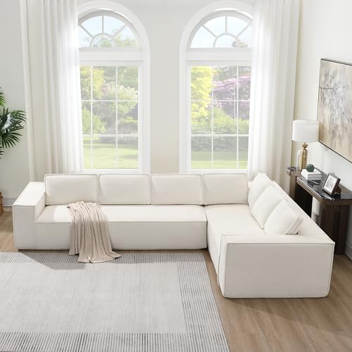 129.5" Modular Sectional Sofa, 6 Seat Cloud Sectional Couch with