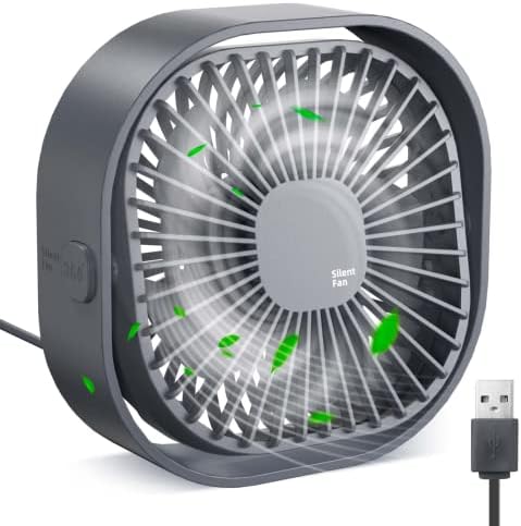 RJVW Small USB Desk Fan,3 Speeds Portable Table Fan, 4 inch Personal Mini Fan,Small Cooling Fan by USB Plug In, 360°Rotatable Silent Desktop Fan for Home Office Bedroom Dorm Indoor Outdoor Summer Gift