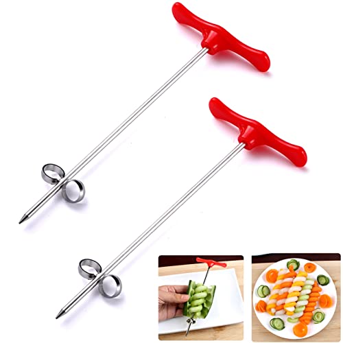 2pcs Vegetables Spiral Knife Carving Tool Carrot Cucumber Manual Spiral Screw Slicer Cutter Spiralizer, Fruit Corer and Veggie Spiralizer for Coring and Hollowing Out Zucchini, Potatoes, Carrot, Apple 2pcs Vegetables Spiral Knife Carving Tool Carrot Cucumber Manual Spiral Screw Slicer Cutter Spiralizer, Fruit Corer and Veggie Spiralizer for Coring and Hollowing Out Zucchini, Potatoes, Carrot, Apple