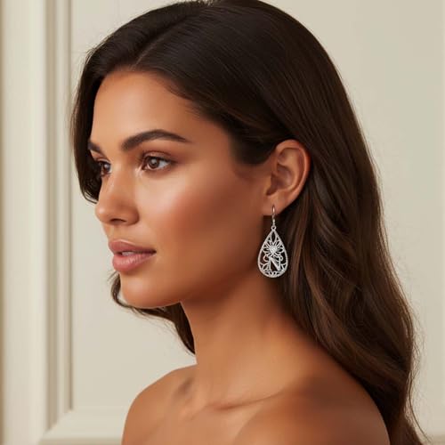 Teardrop Dangle 925 Sterling Silver Earrings for Women with Heart Cubic Zirconia Custom Name Earrings Personalized Jewelry for Women3