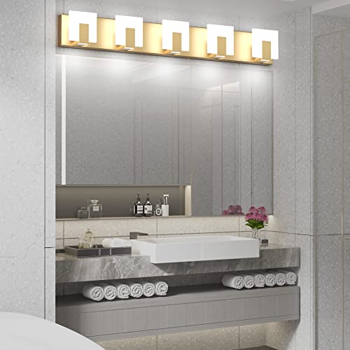 Aipsun Gold Bathroom Vanity Lighting Fixtures Modern LED 5 Lights Vanity Light for Bathroom Up and Down Wall Light Fixtures 6000K by Aipsun - Image 4