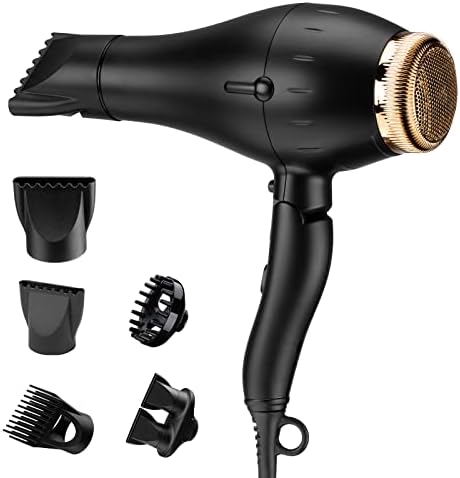 Professional Salon Hairdryer with Active Oxygen Negative Ions and Far Infrared, Dual Voltage Cold and Warm Air Ultralight Travel Hairdryer with Foldable Handle, Quiet Low Noise Hairdryer and Quick Dry
