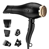 Professional Salon Hairdryer with Active Oxygen Negative Ions and Far Infrared, Dual Voltage Cold an