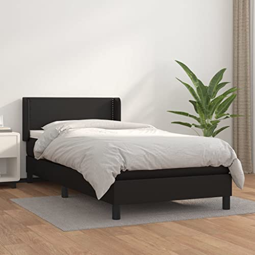 Genérico Cama Box Spring con colchón Cuero sintético Negro 90x190 cm,Mobiliario,Camas y Accesorios,Camas y somieres-3130691