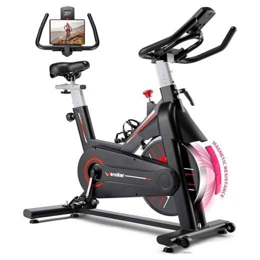 Exercise Bike, Wenoker Magnetic Resistance Stationary Bike for Home App Sync Indoor Bike with 350lbs Weight Capacity, Tablet Holder and Fitness Courses for Weight Loss