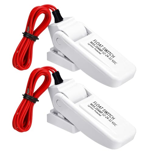 Landhoow 2 Pcs Automatic Boat Bilge Pump Float Switch 12v 24v 32v Bilge Float Switch Moisture Tight Seals for Automatic Electric Water Pump Accessories Ignition Protected (White)